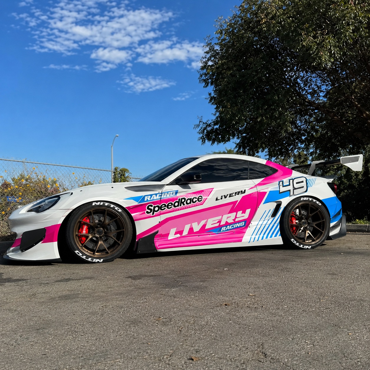 Custom SpeedRace Car Vinyl Decal, Pink Blue JDM Drift Wrap Car Vinyl Decal Speed Racing Livery Pink Racing Wrap Graphics for JDM & Drift Cars