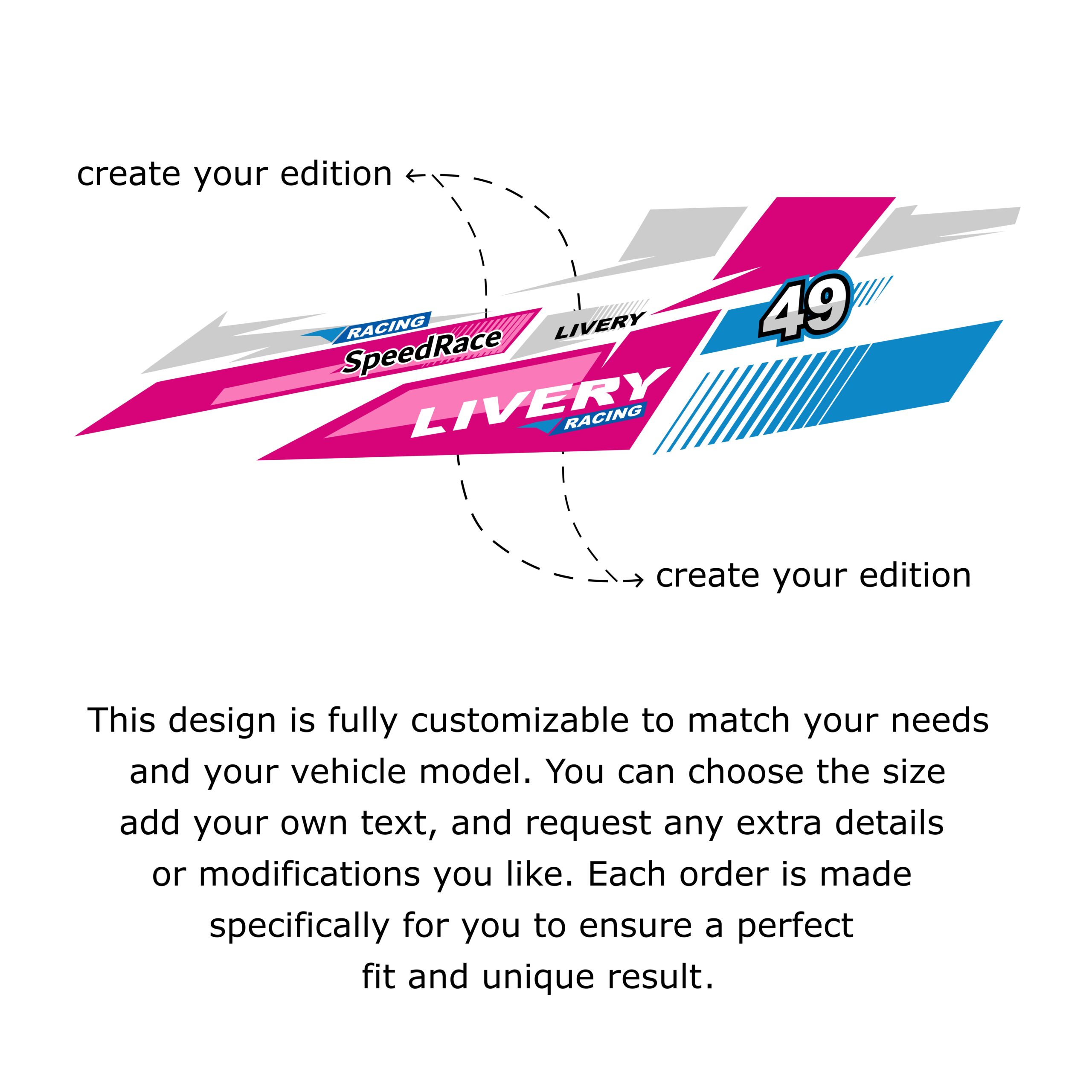 Car Vinyl Decal Speed Racing Livery Pink Racing Wrap Graphics for JDM & Drift Cars