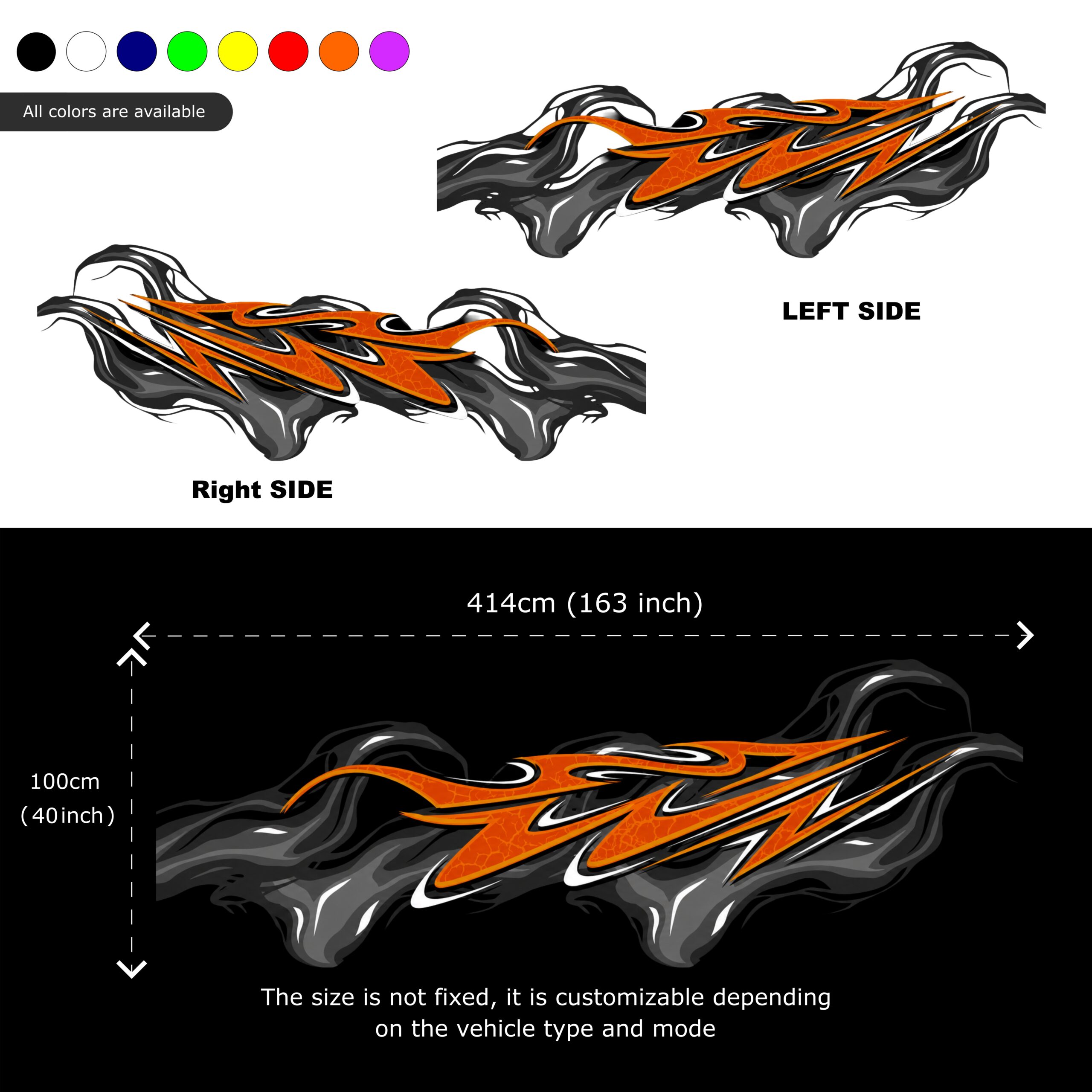 custom car wrap JDM Orange Flame Car Wrap Vinyl Decal Graphics, Tuner Drift Racing Livery