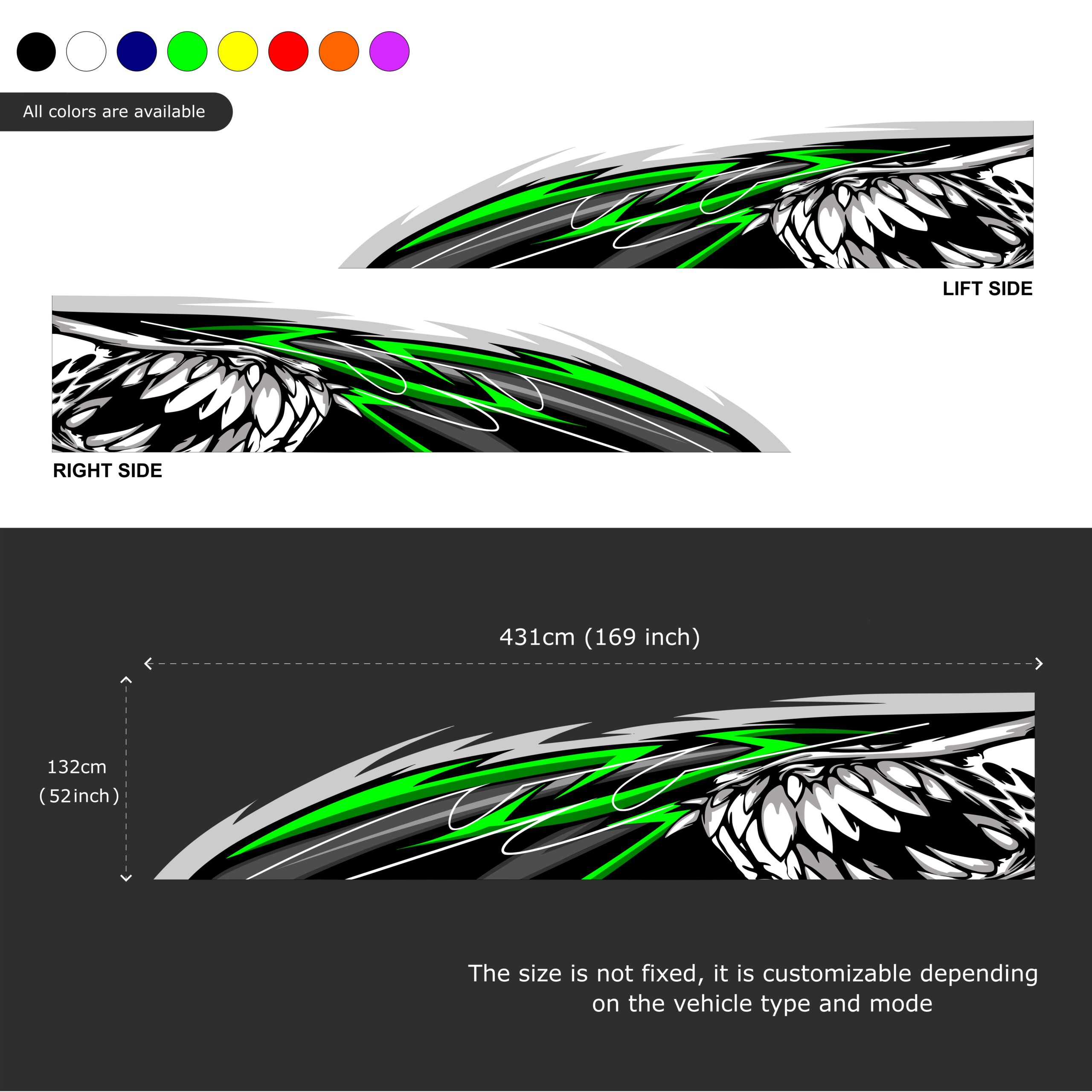 Custom JDM Racing Livery Vinyl Wrap – Geometric Drift Car Decals for Sports Cars