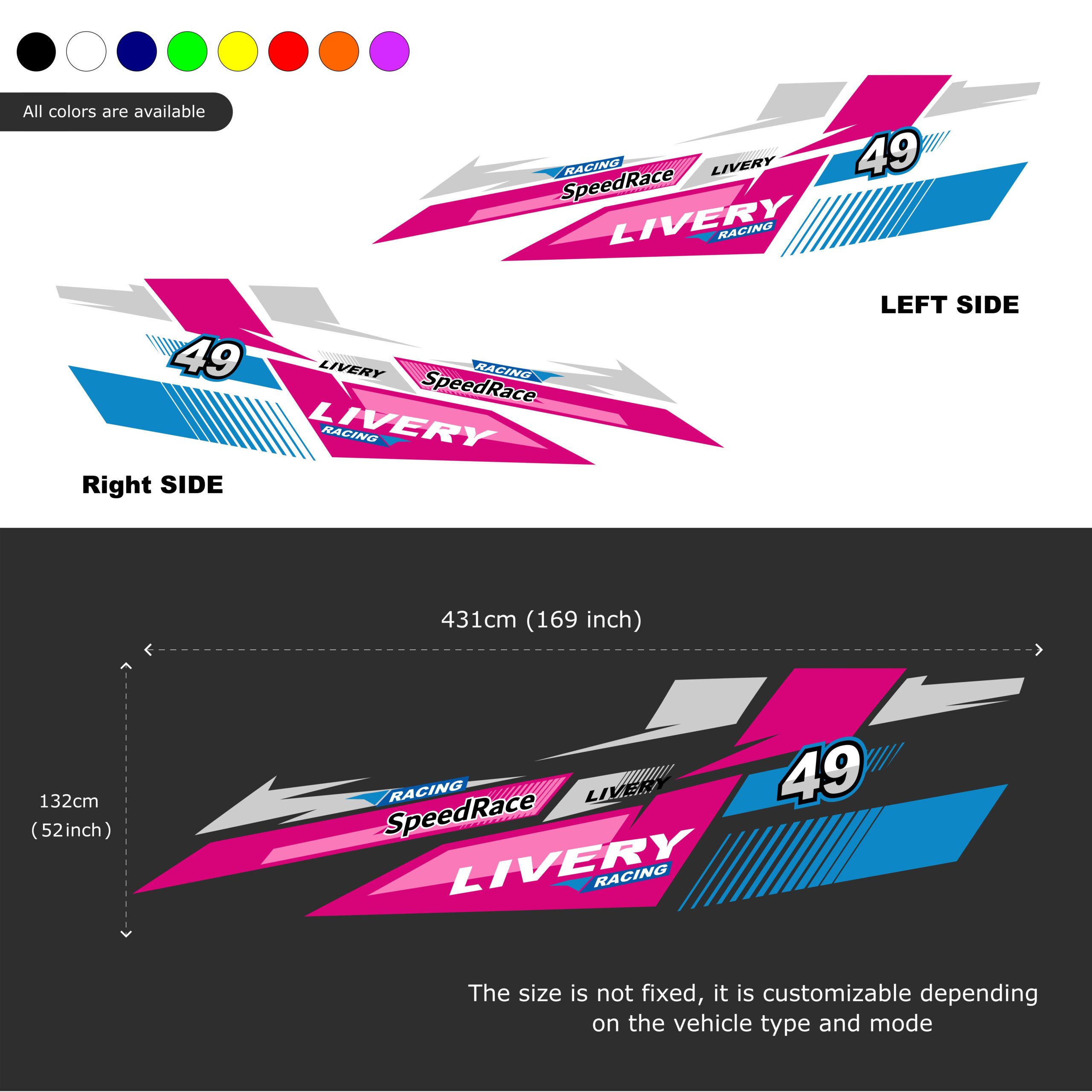 Car Vinyl Decal Speed Racing Livery Pink Racing Wrap Graphics for JDM & Drift Cars