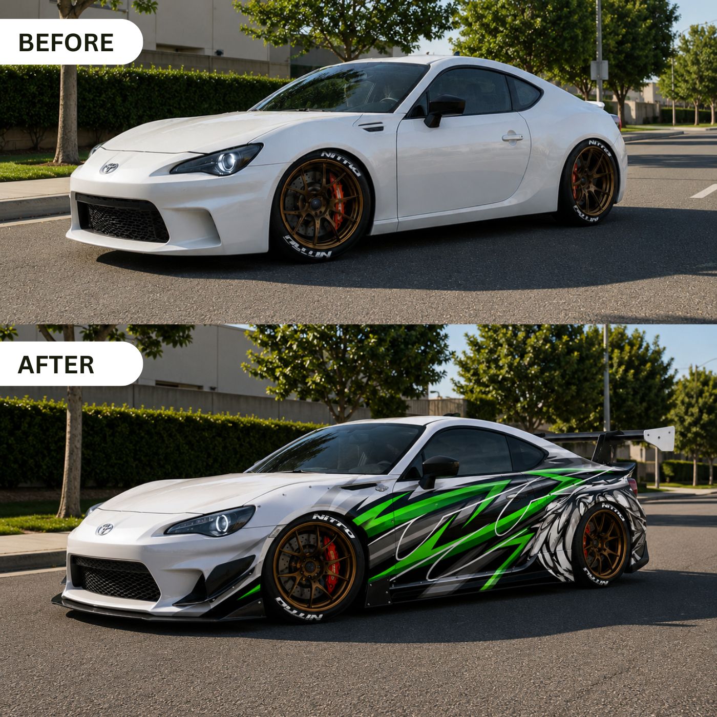 Custom JDM Racing Livery Vinyl Wrap – Geometric Drift Car Decals for Sports Cars