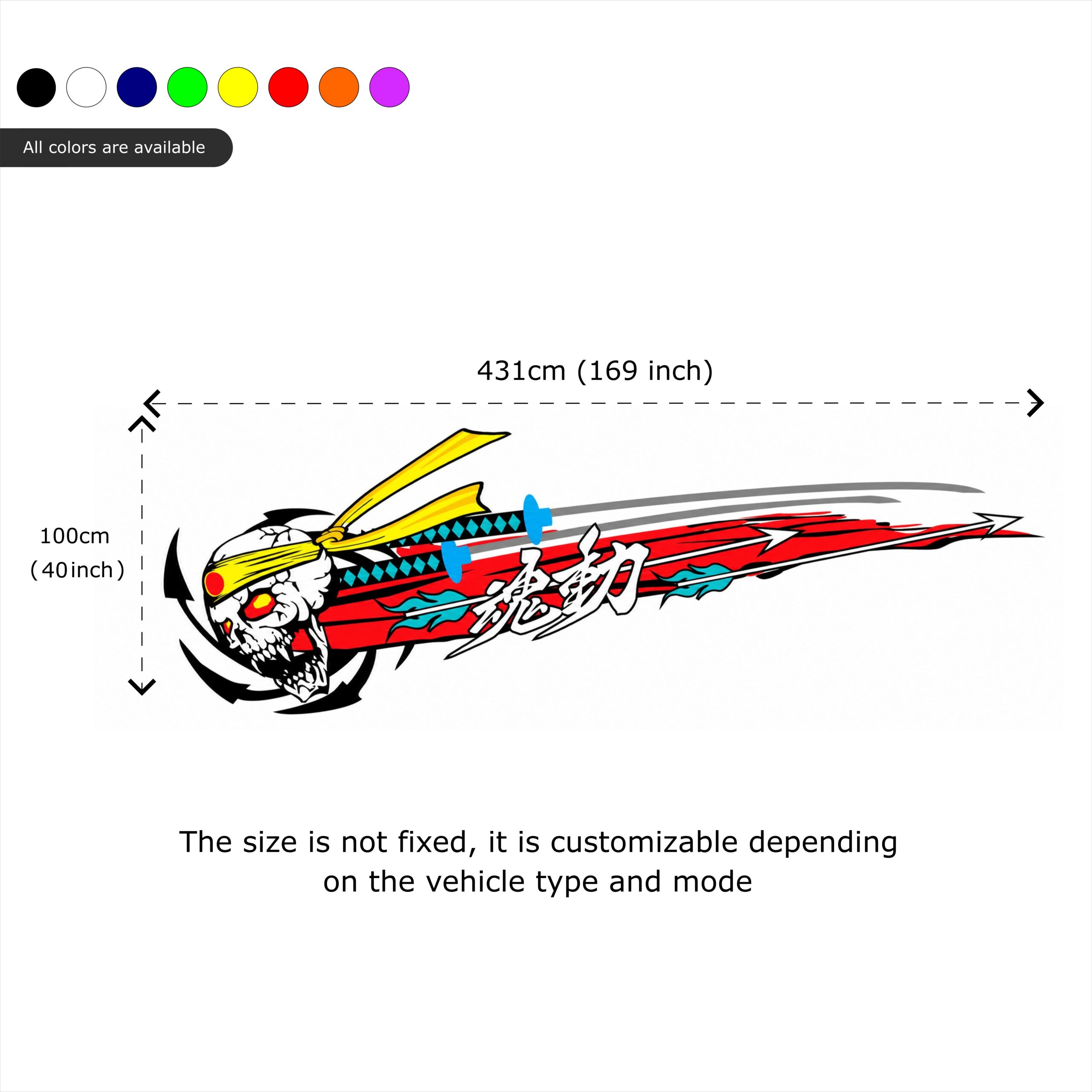 drift wrap kit Samurai Skull JDM Car Side Decal – Racing Vinyl Wrap Graphics for Tuner Cars