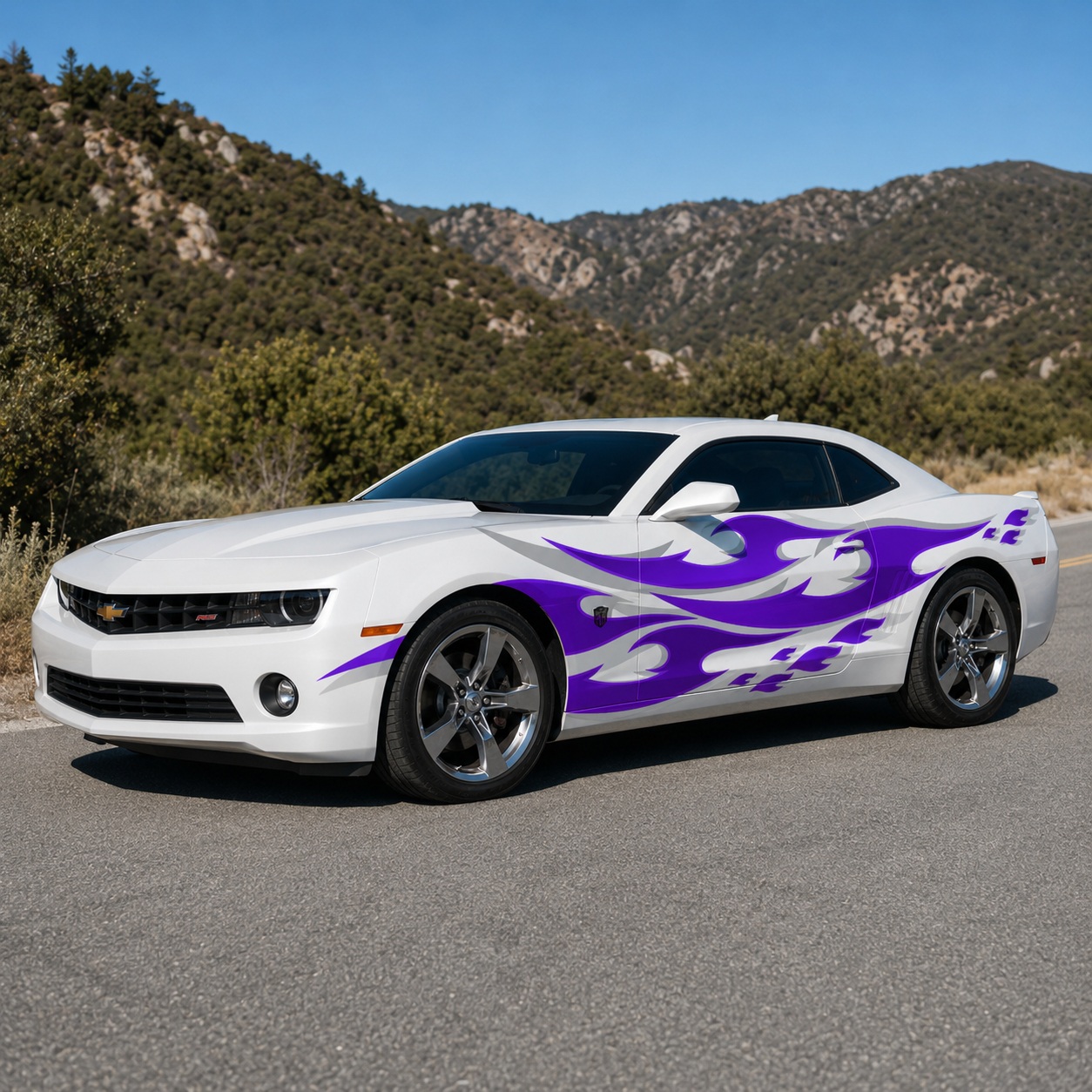 Purple Tribal Flame Car Wrap Decal Kit – JDM Racing Graphics for Tuner Cars