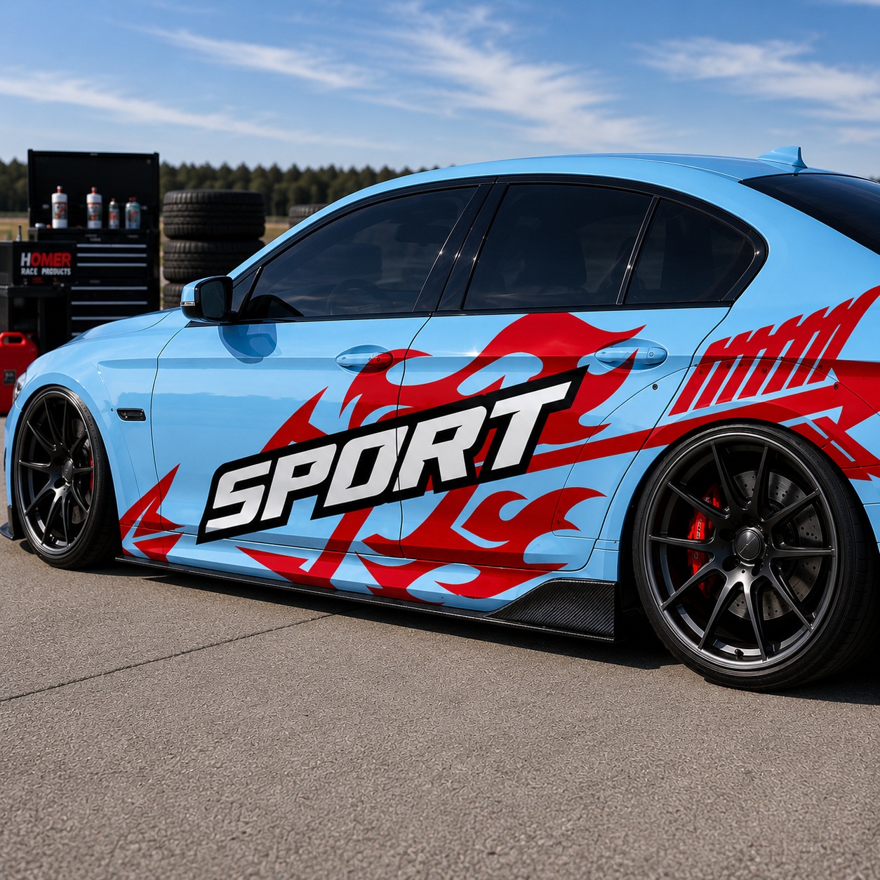 Custom JDM Sport Car Side Decal Kit – Racing Vinyl Wrap Graphics Drift Tuner Cars