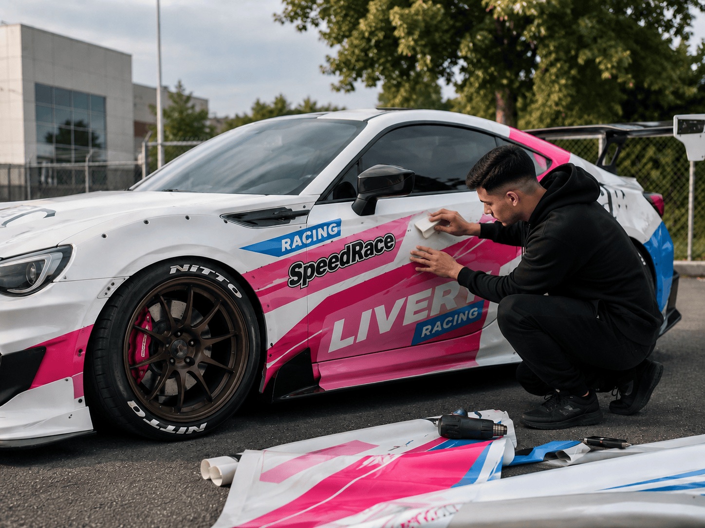 Car Vinyl Decal Speed Racing Livery Pink Racing Wrap Graphics for JDM & Drift Cars