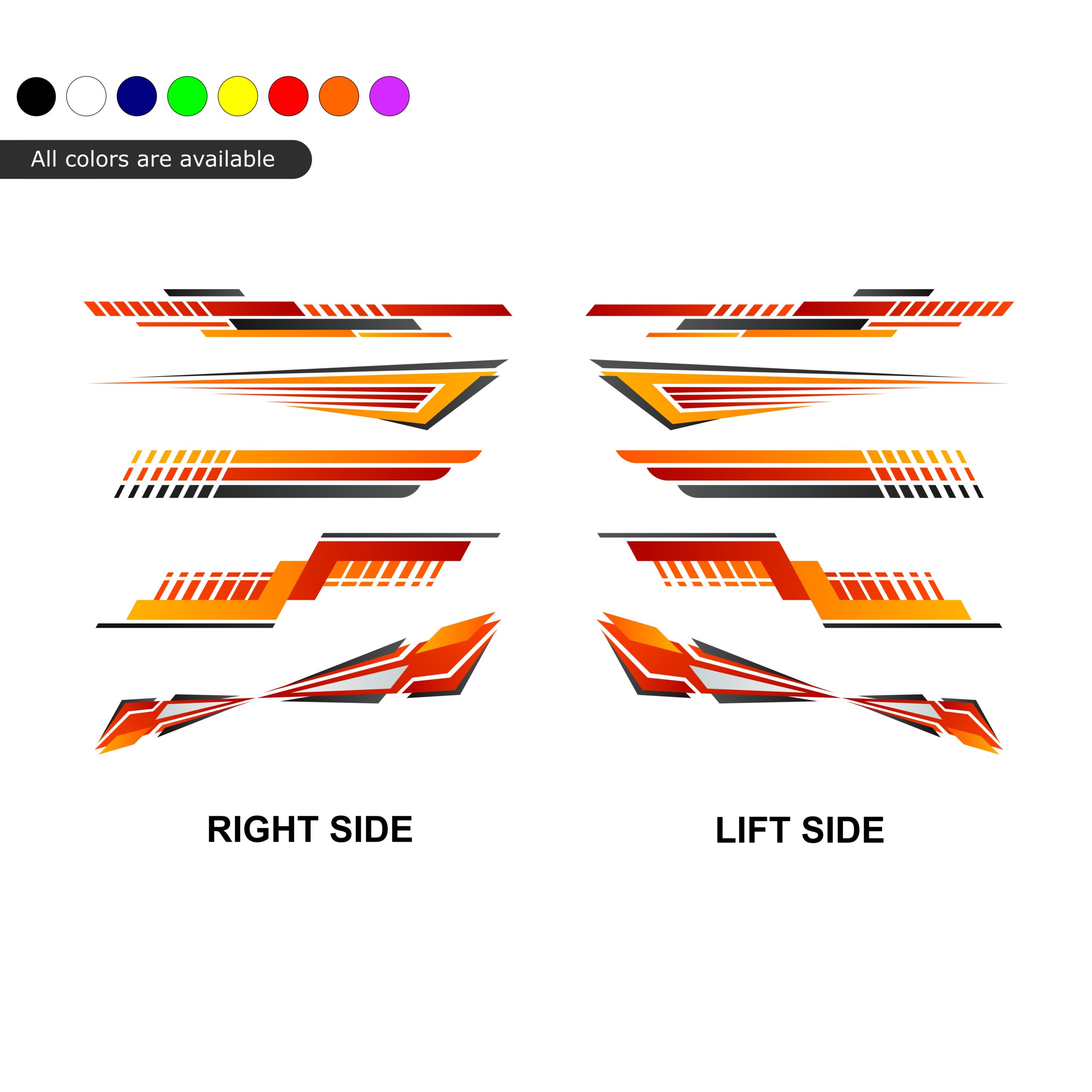 o JDM Racing Stripes Decal Kit – 6 Pack Side Livery Graphics Bundle