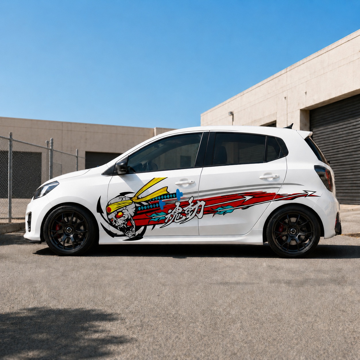 racing livery Samurai Skull JDM Car Side Decal – Racing Vinyl Wrap Graphics for Tuner Cars