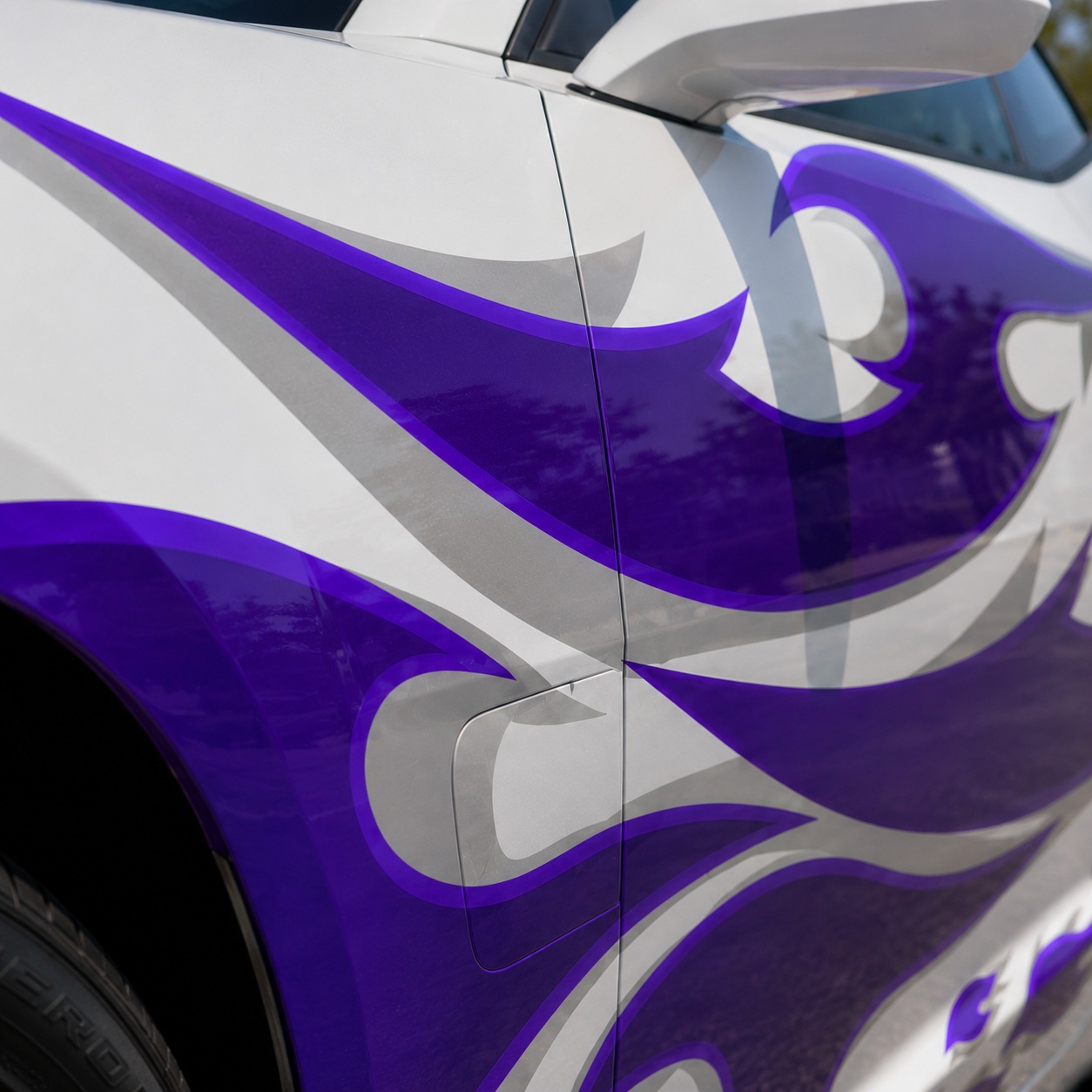 Purple Tribal Flame Car Wrap Decal Kit – JDM Racing Graphics for Tuner Cars