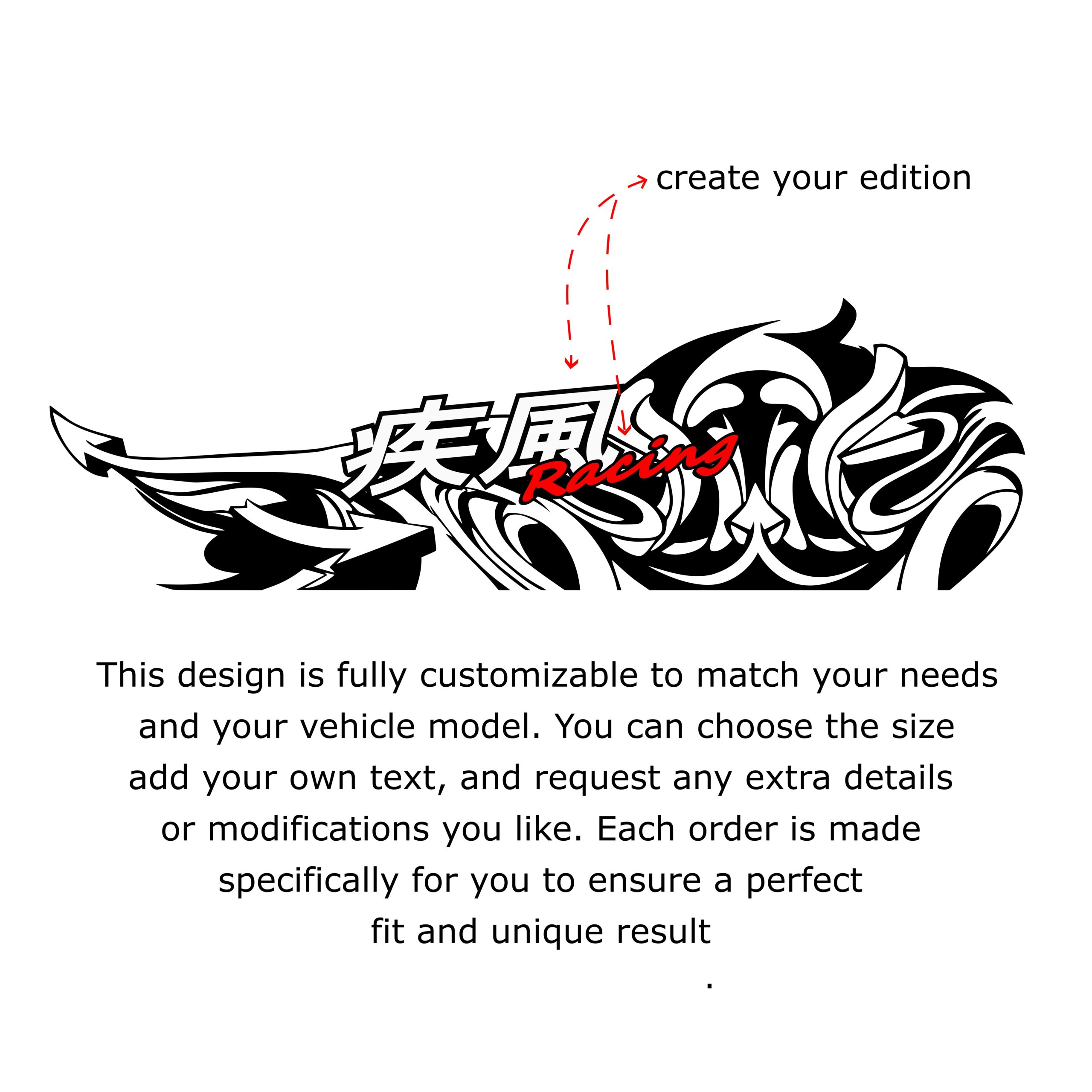 side graphics kit JDM Racing Car Side Decal Kit – Japanese Style Vinyl Wrap Graphics