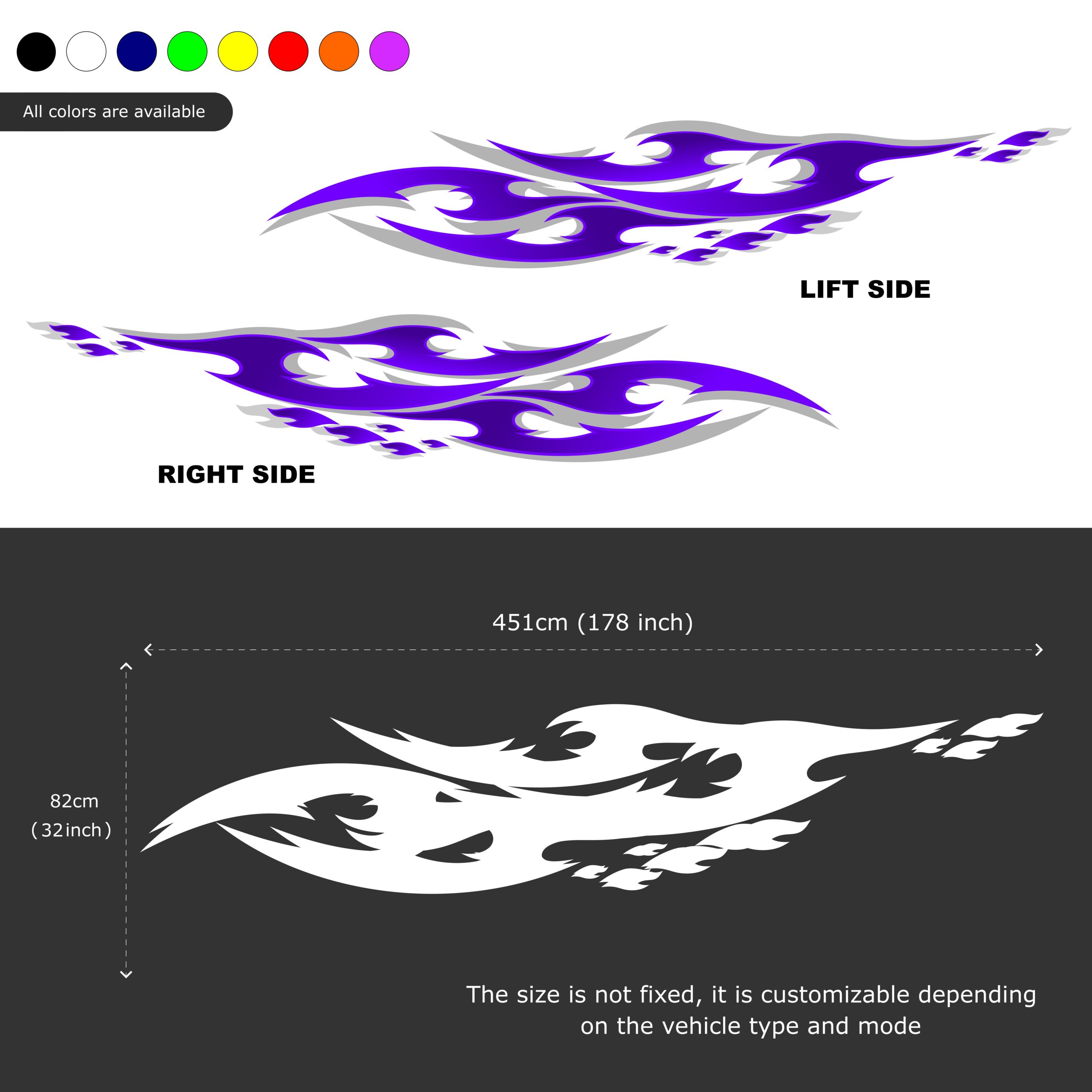 Purple Tribal Flame Car Wrap Decal Kit – JDM Racing Graphics for Tuner Cars
