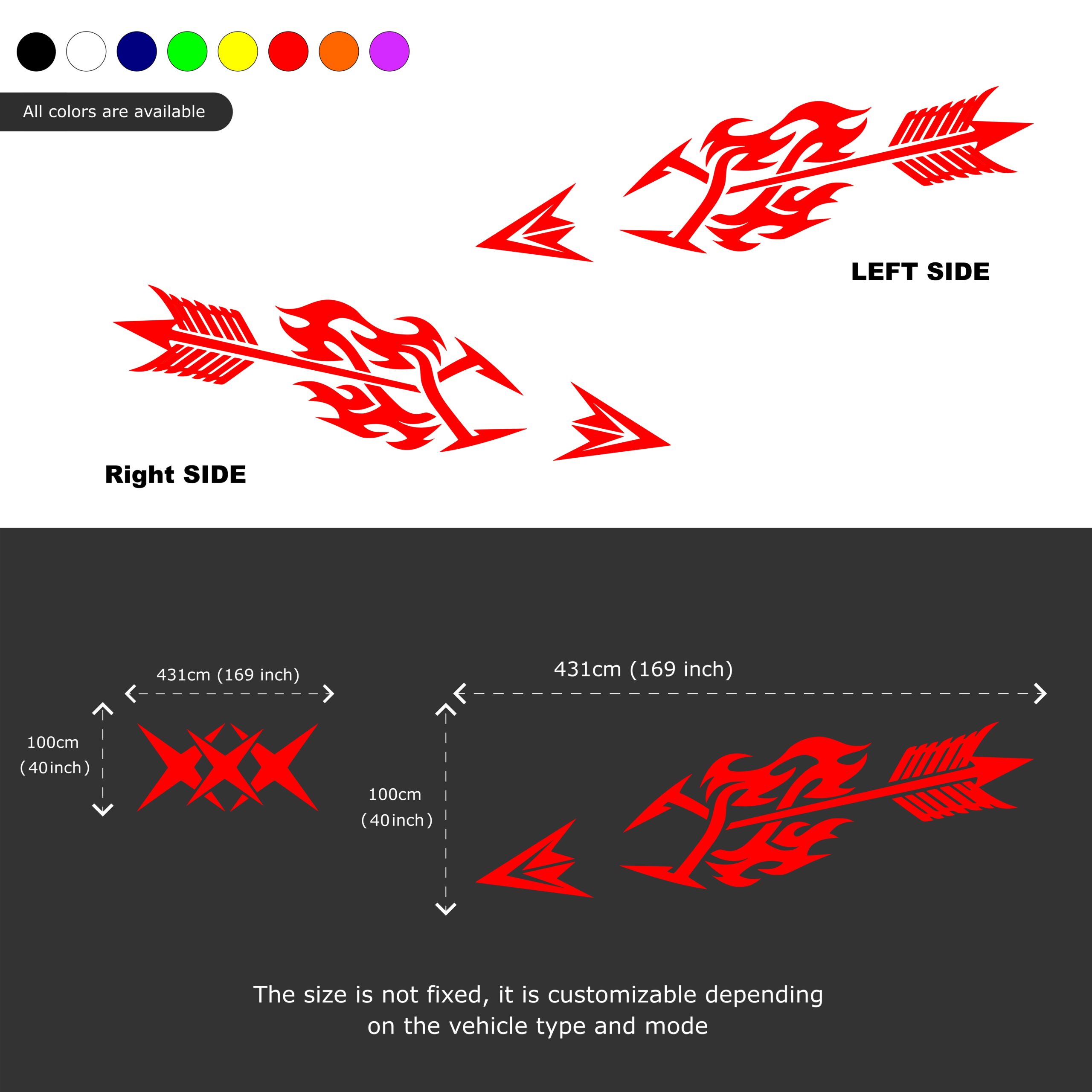 Custom JDM Sport Car Side Decal Kit – Racing Vinyl Wrap Graphics Drift Tuner Cars